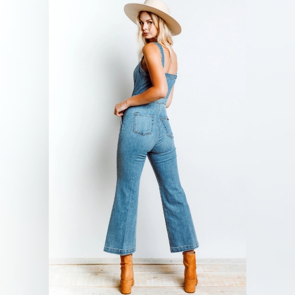7 For All Mankind Bustier Tank Denim Jumpsuit NWT - Picture 3 of 10